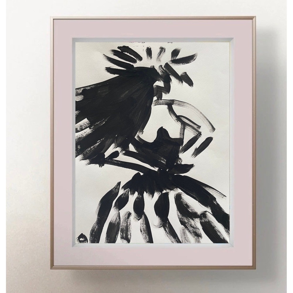 Oman 8.5x11 Abstract Hula Dancer Female Figure Painting Fine Art Expressionism